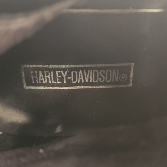 Harley Davidson Moto Boots Size 8 Leather Zip Side Button Accents Stamped Logo - Picture 13 of 16